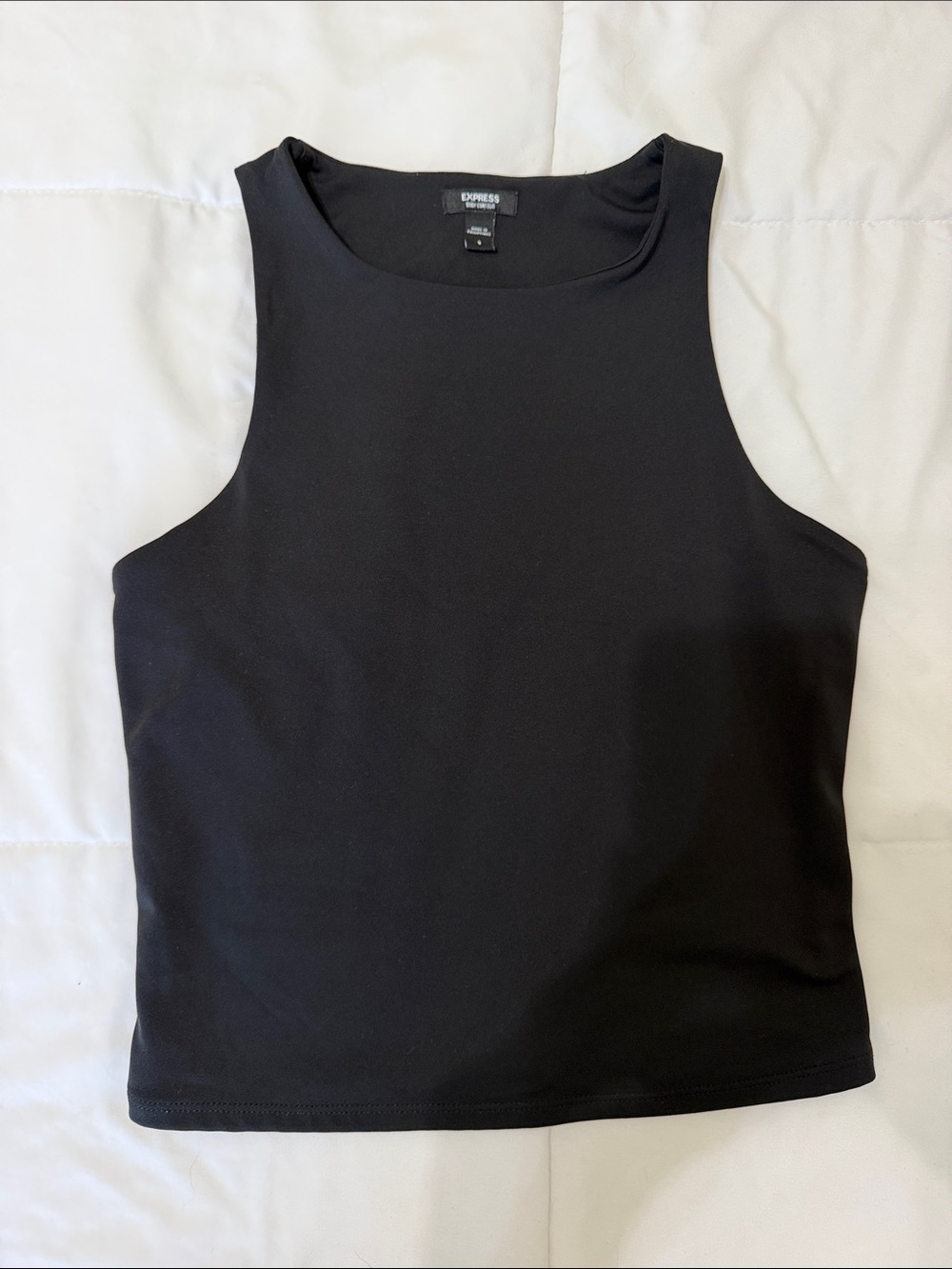 Express Black High-Neck Cropped Tank Top - Express